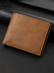 Ví nam ngắn tùy chỉnh 1 chiếc, in chữ màu trơn, chất liệu da PU, ví gập đôi tối giản đựng nhiều thẻ, quà tặng cá nhân hóa phù hợp cho anh em trai, cha, bạn trai, kỷ niệm, Ngày của Cha, Giáng sinh, Ngày Valentine. - màu đen - Xem 9