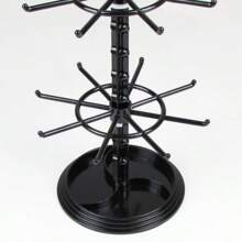 Double-Layer 16-Hook Jewelry Display Rack, Multifunctional Organizer For Necklaces, Bracelets, Rings - 360° Rotatable, Large Capacity Storage For Accessories And Glasses, Plastic Material, No Power Needed