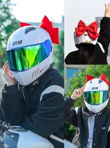 1 件优雅可爱卡通摩托车头盔蝴蝶结装饰配件，适用于家居装饰、电动自行车、摩托车头盔装饰、汽车后备箱挂饰 - B款 - 查看 2