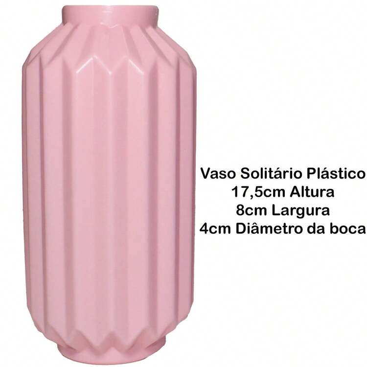 Kit 2 Colorful Plastic Solitary Vases For Flowers And Decorations - Baby Pink - View 3