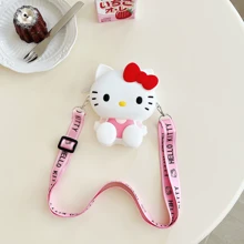 SANRIO 1pc Hello Kitty Silicone Crossbody Pouch, Featuring Japanese-Style Animal Print Design, Water-Resistant, Adjustable Strap And Zipper Closure, Suitable For Outdoor Activities And Machine Washable - Multicolor - View 11