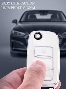 TPU Car Flip Key Case Cover Shell For Polo Golf Passat Tiguan Beetle Caddy T5 Up Eos Skoda Octavia - Silver Edge Three Keys - View 7