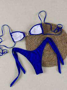 Conjunto de bikini sexy de dos piezas decorado con estrellas de mar con cordones, estilo de playa de verano