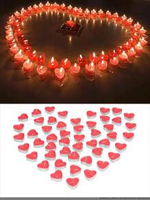 50/100 piezas Candles ligeros con forma de corazón para té, cera de parafina natural, mini candle sin perfume, decoración romántica para el hogar para San Valentín, propuesta, cenas románticas, boda, regalo del Día de la Madre, decoraciones del día del carnaval
