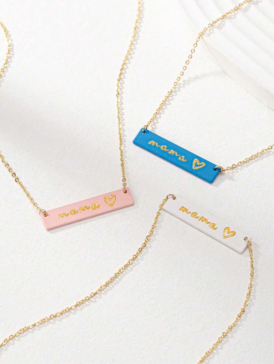 1 szt. List MAMA Bar Wisiorek Naszyjnik Prezent na Dzień Matki Naszyjniki Biżuteria Prezenty Dla Mamy