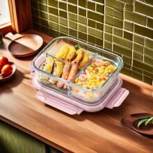 High Borosilicate Glass Food Storage Container, Sealed Vacuum Salad Container With Lock Lid, Microwave And Oven Safe, Dishwasher Safe, Multi-Purpose Kitchen Food Storage And Sorting Box, Suburban Bento Box