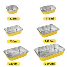 10/20pcs Assorted Sizes Gold Rectangular Aluminum Foil Take-Out Boxes, Aluminum Foil Baking Trays, Food Containers, Suitable For Baking, Heating, Storage, Preparing Food For Outdoor