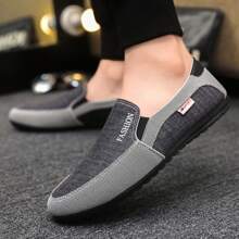 1pc Men's Summer Lightweight Canvas Shoes, Slip-On Casual Loafers Korean Style - Black - View 5