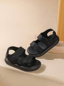 1 双经典男女款幼儿凉鞋，百搭简约平底休闲鞋 - 黑色 - 查看 4
