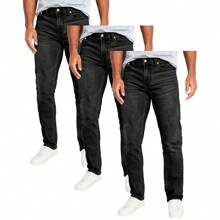 3-Pack Men's Flex Stretch Slim Straight Jeans - 黑色x3 - 查看 1