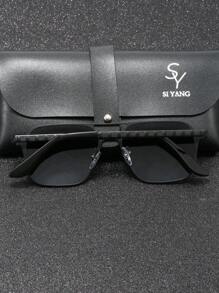 SY SI YANG 品牌男士超轻方形不锈钢商务眼镜，配有精美礼盒包装、眼镜盒和清洁布，适合夏季海滩度假、户外活动和旅行。