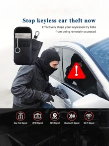 1 件优质 PU 皮革通用汽车钥匙射频识别信号屏蔽袋 - 时尚遥控钥匙扣卡夹遥控钥匙保护套、防盗袋、防黑客盒、防水防刮 - 六种颜色可选：黑色、粉色、咖啡棕、紫色、灰色、薄荷绿、钥匙收纳、汽车钥匙套、适用于男士迷你钱包、卡夹 - 彩色 - 查看 11