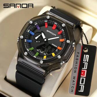 SANDA. SANDA Top Brand G Style Shockproof LED Light Electronic Outdoor Military Alarm Waterproof Multifunctional Quartz Wristwatch Digital Men Watch Countdown Stopwatch