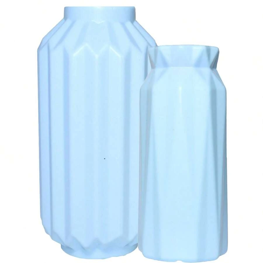 Kit 2 Colorful Plastic Solitary Vases For Flowers And Decorations - Baby Blue - View 1