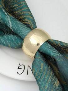 2pcs Simple High-End Metal Honeycomb Texture Napkin Rings For Festival, Gathering, Hotel Table Decoration