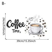 1/2/3pcs "Coffee Time" Vinyl Wall Stickers, Brown Coffee Theme With Coffee Cup & Bean Patterns, Waterproof Self-Adhesive Wallpaper For Kitchen, Coffee Bar, Dining Room, Beverage Bar Decor - Multicolor - View 9