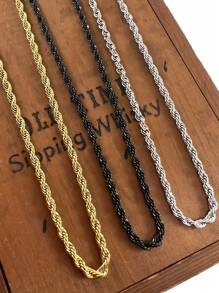 Collar de acero inoxidable con baño de vacío de diseño con giro, cadena cubana de estilo hip hop, en color dorado, plateado y negro, de 2mm, 3mm, 4mm y 5mm, adecuado para el uso diario de los hombres, regalo de fiesta, regalo de Pascua, accesorio de joyería popular para combinar con atuendos diarios, regalo para fiestas, bodas, celebraciones, estilo punk, formal, trajes de oficina, regalo de Pascua, adecuado para celebraciones, bodas y accesorios casuales