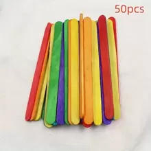 50 支冰棒棍、DIY 手工工艺品用品、建筑模型、彩色小木条、木棒、木棍