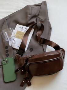 Women Vintage Tassel Minimalist Solid Color Crossbody Bag
