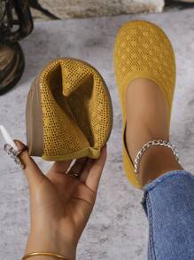 Mocasines planos casuales transpirables de punto para mujeres