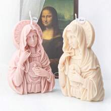 耶稣和圣母玛利亚硅胶蜡烛模具 DIY 耶稣家庭雕像石膏模具环氧树脂艺术制作套件婚礼装饰 - 彩色 - 查看 9