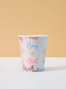 10/25pcs Gender Reveal Paper Cups, Elephant Themed Disposable Cold Drink & Coffee Cups, Suitable For Birthday Party, Family Gathering, Picnic, Party Decoration - Multicolor - View 6