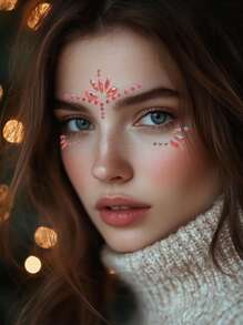 1 件彩色水钻脸部宝石贴纸，粉色服装化妆舞会节日姐妹妆防水仿宝石贴纸，Y2K 风格 - 粉色 - 查看 3