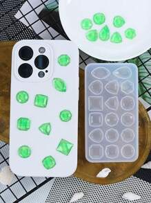 树脂宝石椭圆形水滴硅胶模具耳环发饰项链首饰模具套装工具水滴圆形方形长方形四角水钻矿石（2 件宝石套装）