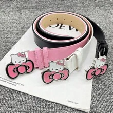 Sanrio 1 pièce Ceinture de taille rose avec décoration nœud Hello chat Sanrio, ceinture de taille style bande dessinée chaîne de pantalon