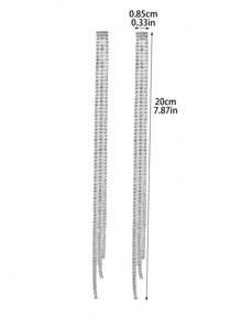 Glamorous Spring Colorful CZ Crystal Long Tassel Earrings Stud Dance Club Party Graduation Jewelry 1 Pair