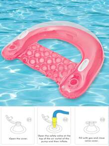 1pc Inflatable Water Hammock Lounger, Candy Color Adult Floating Bed For Pool & Beach Party, Perfect Summer Gift, Multifunctional Swimming Pool Floating Lounge Chair For Adults Vacation Fun And Rest, Beach Essentials, Beach Accessories - Pink - View 5
