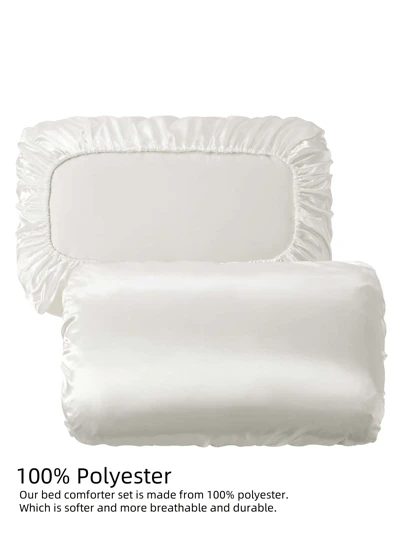1pair Plain Satin Pillowcase Without Filler