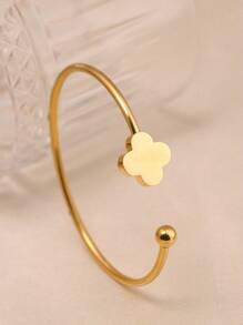 3 件时尚百搭精致高端花卉水晶四叶草心形可打开不锈钢手链套装，镀金防水珠宝，送给妈妈的礼物，适合女性日常佩戴、聚会和度假 - A款四葉草 - 查看 5