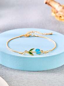 1 pieza Brazalete elegante con tulipán esmaltado