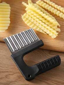 1pc Stainless Steel Handheld French Fry Cutter, Potato Slice Chopping Tool, Multifunctional Kitchen Gadget For Making Party Snacks And Mother's Day Cooking - Black - View 9