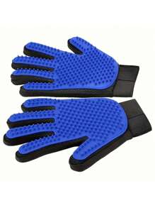 1 par de guantes para el aseo de mascotas - Cepillo suave para desenredar, apto para perros y gatos - Masajea y estimula la circulación - Fácil de usar y limpiar - Multicolor - Ver 2