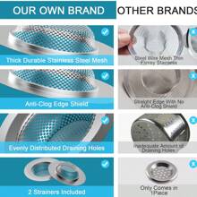 20/10/6/4/2件装不锈钢厨房水槽排水过滤器，大宽边设计，直径4.5英寸，适用于大多数水槽排水口，厨房水槽篮式排水收集器，用于收集食物残渣