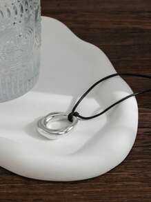 1 件厚重金属镂空不对称几何多元素吊坠心形吊坠项圈可调节黑色 PU 皮革绳项链女士时尚休闲街头派对珠宝礼物 - 皮繩吊墜項鍊 - 查看 7