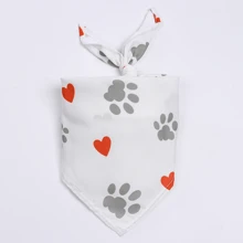 1pc Pet Everyday Scarf, Cute Bone & Paw Print Love Pattern Triangular Bandana, Dog Drool Bib Suitable For All Seasons
