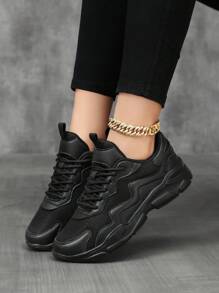 Women's Casual Sports Shoes, Lolita Style, Breathable & Lightweight Running Shoes, Fashionable Casual Trainers, Non-Slip Leather & Mesh Sneakers For Women, Ideal For Outdoor, Party, School