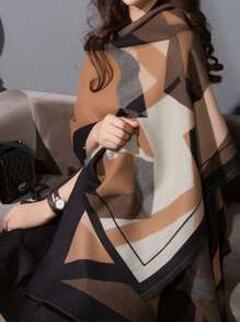 1pc Women Winter Warm Versatile Double-Use Scarf/Shawl, Suitable For Air-Conditioned Office And Everyday Wear