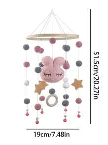1 Piece Crib Bell With Sturdy Frame - Cartoon Rabbit Head Mobile Rattle - Newborn Photography Prop, Perfect For Baby Shower, Christening Gift, Holiday Decoration - Multicolor - View 2