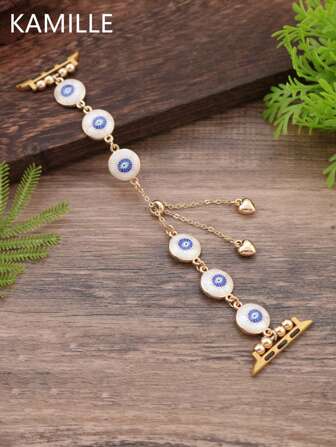 KAMILLE 1pc Evil Eye Geometric Ring Unique Design Women's Intelligent Apple Watch Band, Adjustable Clasp Strap Compatible With Apple Watch 38mm 40mm 41mm 42mm 44mm 45mm 49mm, Exquisite Accessory Replacement Band Compatible With Apple Watch Ultra Series 9 8 7 6 5 4 3 2 1 SE, Valentine's Day/Women's Gift