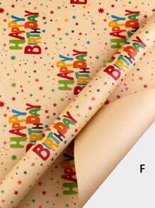 6pcs Vibrant Kraft Birthday Wrapping Paper Set - Colorful Balloons, Happy Birthday Letters, And Candles Designs - Perfect For Birthday Parties - Multicolor - View 17