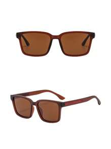 1副男士塑料方形小框粗腿复古优雅简约百搭日常时尚眼镜，适合聚会和街头摄影 - 彩色 - 查看 7