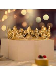 生日国王皇冠和绶带，皇家金色国王皇冠男士派对装饰舞会生日礼物男士国王选美皇冠，返校情人节 - 多色 - 查看 4