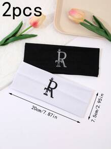 2/3/4/5 件原创字母 LOGO 弹性加宽头带男女通用防滑吸湿排汗柔软纤维头带运动休闲装适合瑜伽、跑步、健身、所有季节 - 彩色 - 查看 5