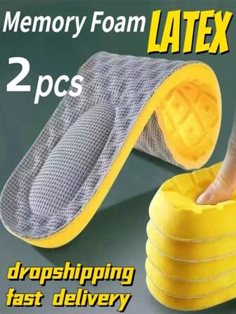 1 par de plantillas deportivas de alta elasticidad y espuma de memoria suave. Brindan soporte de arco y permiten estar de pie por mucho tiempo sin cansar los pies. Suministros deportivos, artículos de uso diario, accesorios para zapatillas y zapatos para correr.