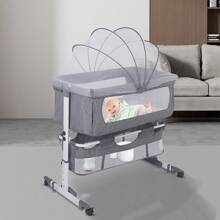 Cododo Baby Bed Cododo Cradle With Wheels For Babies 0-36 Months With Mattress Mosquito Net - Xám - 92*58*70-90cm - Xem 6
