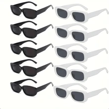 VINCAN 2/5/10 piezas Gafas negras rectangulares retro, accesorios de fotomatón de unicolor para bodas, despedida de soltera, fiesta con tema de rock, decoración del Día de San Valentín, regalos para invitados de boda, regalos para damas de honor, decoraciones de graduación, unisex